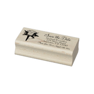 日付の新郎の結婚バラBoutonniereを保存 ラバースタンプ