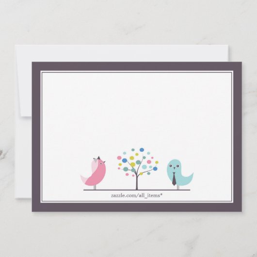 日付の新郎新婦の鳥平らなカードを救って下さい セーブザデート (裏面)