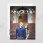 日付の書道のモダンポートレート写真の変更 案内ポストカード (正面/裏面)