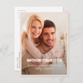 日付の書道の写真の赤面結婚の 案内ポストカード (正面/裏面)