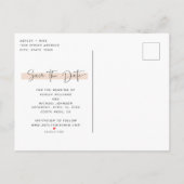 日付の書道の写真の赤面結婚の 案内ポストカード (裏面)