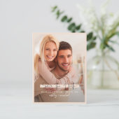 日付の書道の写真の赤面結婚の 案内ポストカード (スタンド正面)