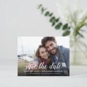 日付の書道スクリプトの水平方向の写真を保存 ポストカード (スタンド正面)