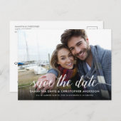 日付の書道スクリプトの水平方向の写真を保存 ポストカード (正面/裏面)