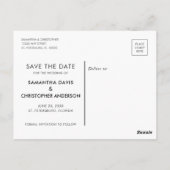 日付の書道スクリプトの水平方向の写真を保存 ポストカード (裏面)