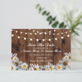 日付の木製の素朴なデイジーライトカードを救って下さい セーブザデート (スタンド正面)