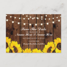 日付の木製の素朴なヒマワリライトカードを救って下さい