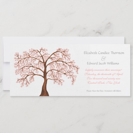 日付の桜の桜の発表を救って下さい 招待状 (正面)