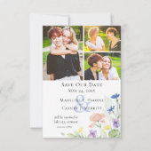 日付の水の色のエレガントワイルドフラワーを保存 招待状 (正面)