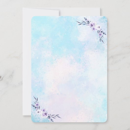 日付の水の色のパステルを保存 招待状 (裏面)