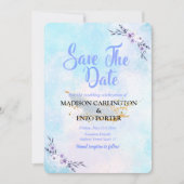 日付の水の色のパステルを保存 招待状 (正面)