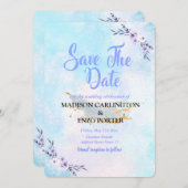 日付の水の色のパステルを保存 招待状 (正面/裏面)