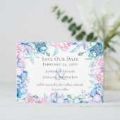 日付の水の色のフローラと木の素朴カードを保存 招待状 (スタンド正面)