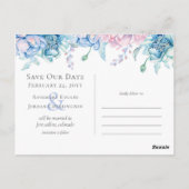 日付の水の色のフローラ結婚の3枚の写真を保存 ポストカード (裏面)