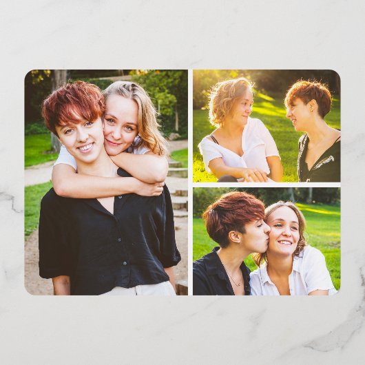 日付の水の色のワイルドフラワーのフローラの結婚保存 箔招待状 (裏面)