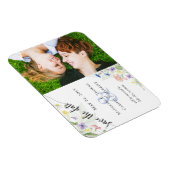 日付の水の色のワイルドフラワーフォトを保存 マグネット (右側)