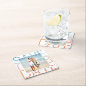 日付の水の色の写真のグラデーション発表を保存 スクエアペーパーコースター (インサイチュ)