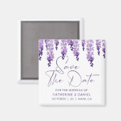 日付の水の色の藤の薄紫を保存結婚 マグネット (正面/裏面)