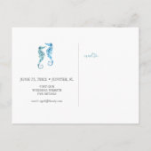 日付の水の色の青いシーホース葉書を保存 ポストカード (裏面)