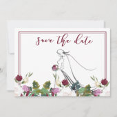 日付の水の色を保存ホワイトローゼクランベリー 招待状 (正面)