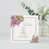 日付の水の色エレガントピンクのバラのカードを保存 セーブザデート (スタンド正面)