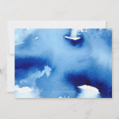 日付の水の色モダンを濃いミニマル青色で保存 セーブザデート (裏面)