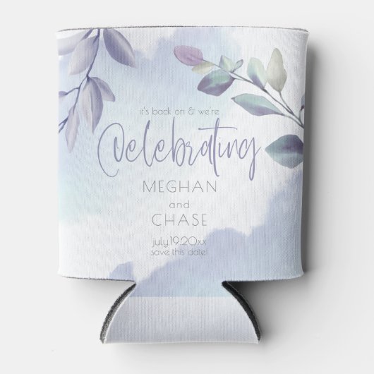 日付の水の色素朴のアクア薄紫を保存葉する 缶クーラー (正面)