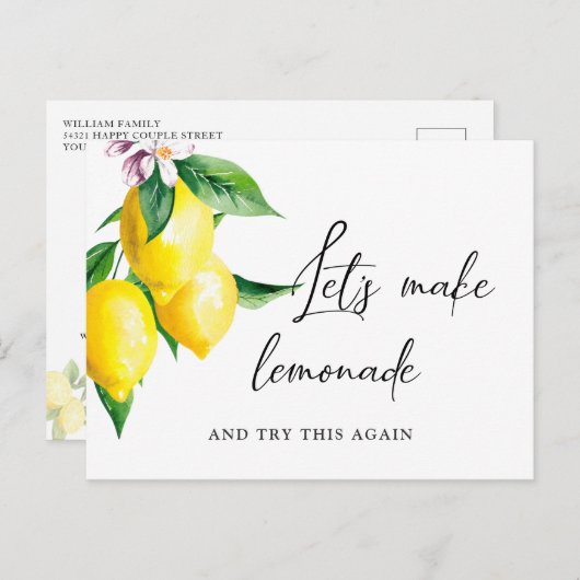 日付の水の色結婚を変更するレモンの緑 ポストカード (正面/裏面)