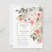 日付の水彩画の赤面を上がりました写真と救って下さい 招待状 (正面)