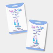 日付の水結婚色を保存 バッジ (正面＆裏面)