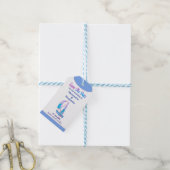 日付の水色の結婚保存先を保存 ギフトタグ (より糸付き)