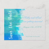 日付の水色の青いビーチはがきを保存 案内ポストカード (正面)