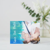 日付の水色の青い写真ポストカードを保存 案内ポストカード (スタンド正面)