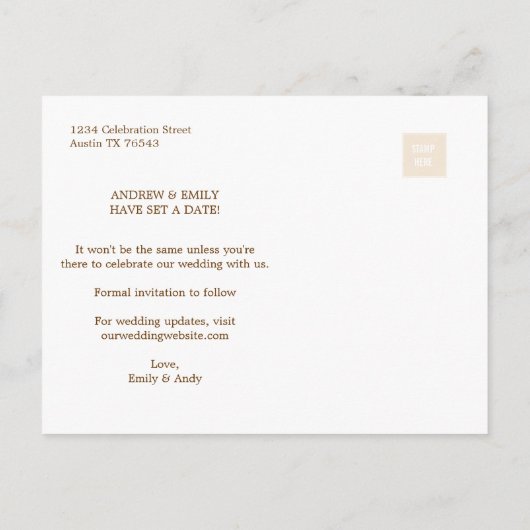 日付の消印丸の写真はがきを保存する 案内ポストカード (裏面)