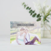 日付の灰色のタイポグラフィ写真はがきを保存 案内ポストカード (スタンド正面)