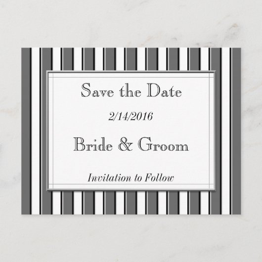 日付の灰色はがきを保存ストライプのする 案内ポストカード (正面)