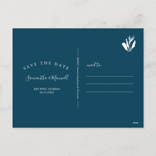 日付の熱帯の水の色のはがきを保存 シーズンポストカード (裏面)