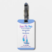 日付の熱帯結婚海を保存カスタムする ラゲッジタグ (裏面縦)