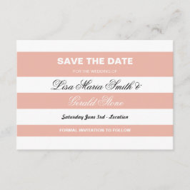 日付の珊瑚及び白くエレガントでストライプな結婚式を救って下さい セーブザデート