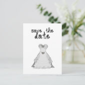 日付の生地のフォント結婚のドレス葉書を保存 案内ポストカード (スタンド正面)