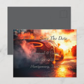 日付の発表を保存するカーウェディング 案内ポストカード (正面/裏面)