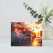 日付の発表を保存するカーウェディング 案内ポストカード (スタンド正面)