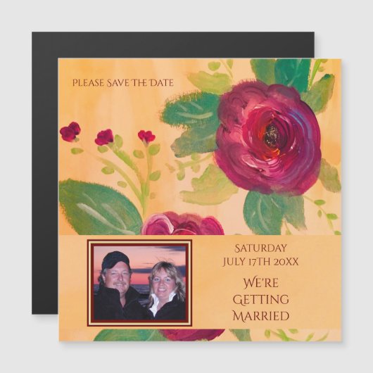 日付の発表を結婚保存する マグネット招待状 (正面/裏面)