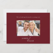 日付の発表を赤ミニマル結婚リストが保存 案内状 (裏面)