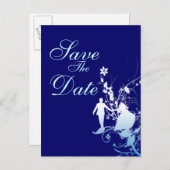日付の発表を青結婚で保存 案内ポストカード (正面/裏面)