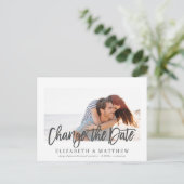 日付の発表写真結婚を変更モダンする ポストカード (スタンド正面)