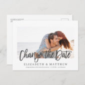 日付の発表写真結婚を変更モダンする ポストカード (正面/裏面)