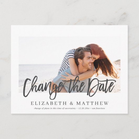 日付の発表写真結婚を変更モダンする ポストカード (正面)