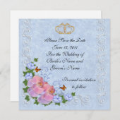 日付の発表結婚ランの保存 招待状 (正面/裏面)