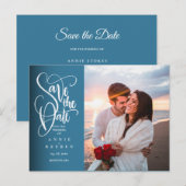 日付の白いスクリプエレガントトの写真ポストカードを保存 案内ポストカード (正面/裏面)